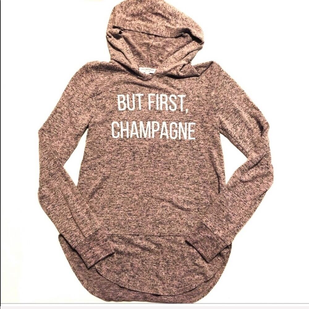 Grayson Threads "But First Champagne" Funny Graphic Cozy Top Women's XS